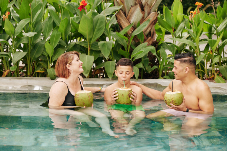 Family in swimming pool